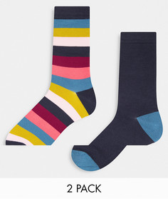 Набор из 2 пар носков в цветную широкую полоску Pretty Polly-Черный