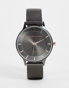 Серебристо-черные мужские часы с ремешком из нержавеющей стали Christian Lars-Серебристый