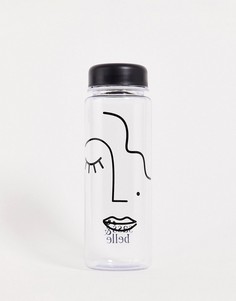 Бутылка для воды с абстрактным рисунком лица Sass & Belle-Прозрачный