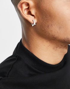 Серебристые квадратные серьги-кольца с прозрачными стразами ASOS DESIGN-Серебристый