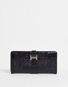 Черный кошелек вытянутой формы с крокодиловым принтом French Connection-Черный цвет