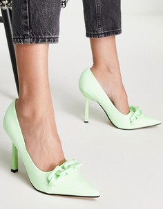 Туфли-лодочки лаймового цвета на высоком каблуке с украшением в виде цепочки ASOS DESIGN Perla-Зеленый цвет