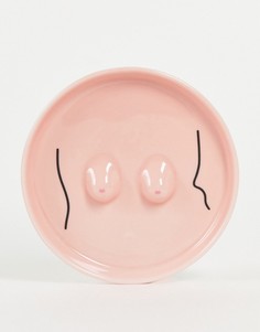 Розовая тарелка с принтом в виде груди Monki Titti-Розовый цвет