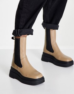 Светло-коричневые кожаные ботинки челси на плоской платформе с эластичной вставкой сбоку Vagabond Carla-Черный