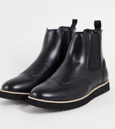 Черные ботинки челси для широкой стопы из искусственной кожи Truffle Collection-Черный