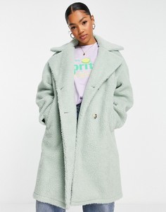 Пальто из искусственного меха под овчину зеленого цвета Urbancode-Зеленый