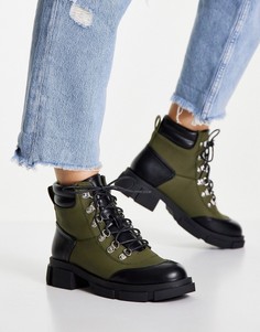 Ботинки на шнуровке цвета хаки с металлическими люверсами Miss Selfridge-Зеленый цвет