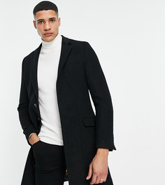 Классическое однобортное пальто с добавлением шерсти и бархатной отделкой на воротнике Gianni Feraud Tall-Черный цвет