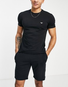 Черные пижамные футболка и шорты Emporio Armani Bodywear-Черный