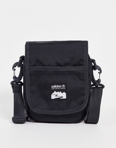 Черная сумка с ремешком через плечо и логотипом adidas Originals Adventure-Черный цвет