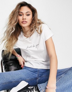 Белая футболка с надписью "Just be you" Topshop-Белый