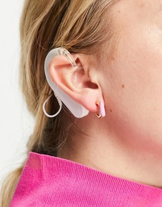 Золотистые серьги-кольца с розовой эмалированной вставкой DesignB London-Золотистый