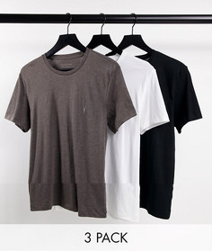 Набор из 3 однотонных футболок белого, серого и черного цвета AllSaints-Черный цвет