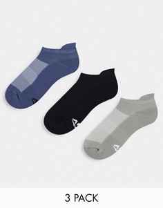 Набор из 3 пар спортивных носков с антибактериальной обработкой ASOS 4505-Разноцветный