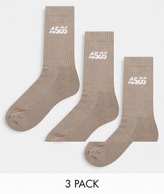 Набор из 3 пар спортивных носков с антибактериальной обработкой ASOS 4505-Светло-бежевый цвет