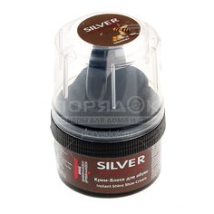 Крем Silver, для обуви, 50 мл, с губкой, коричневый, KS1001-02/KS1001-14