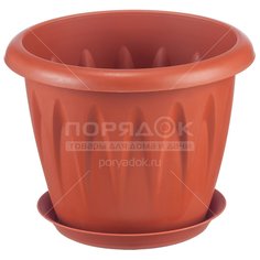 Горшок для цветов пластик, 0.6 л, 12х10 см, с поддоном, терракотовый, Idea, Алиция, М 3063