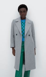 Stradivarius Пальто С Поясом Пестро-Серый M