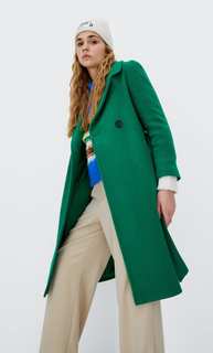 Stradivarius Пальто С Поясом Зеленый Xs