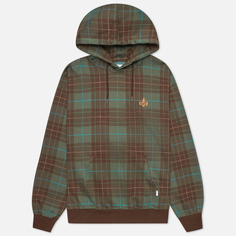 Мужская толстовка thisisneverthat Jacquard Tartan Plaid Hoodie, цвет оливковый