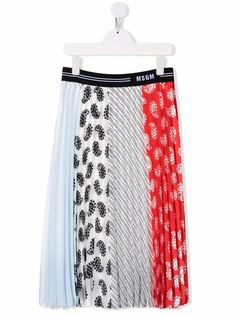 MSGM Kids юбка миди в технике пэчворк
