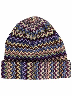 M Missoni шерстяная шапка бини с узором зигзаг