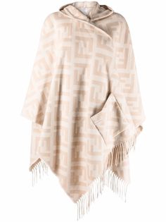 Fendi кашемировое пончо с вышивкой FF