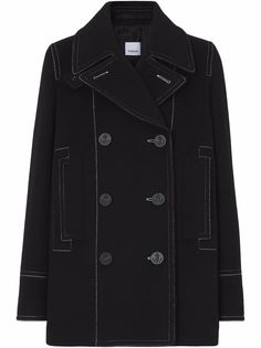 Burberry двубортный бушлат с декоративной строчкой