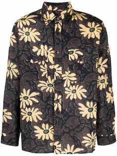 Nanushka куртка-рубашка с цветочным принтом