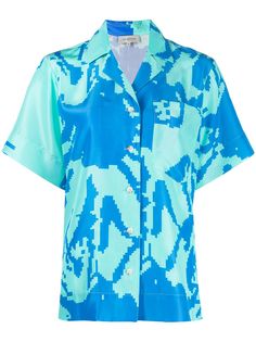 Lee Mathews шелковая рубашка Pixel с графичным принтом