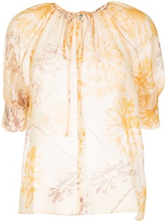 Lee Mathews блузка с объемными рукавами и цветочным принтом