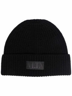 Valentino шапка бини в рубчик с логотипом VLTN