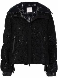 Moncler пуховик Garance с кружевом