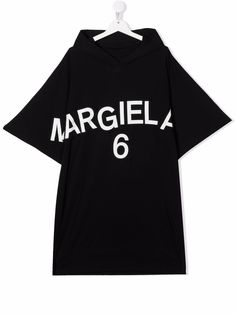 MM6 Maison Margiela Kids платье с капюшоном и логотипом