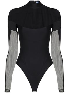 Mugler боди с полупрозрачными вставками