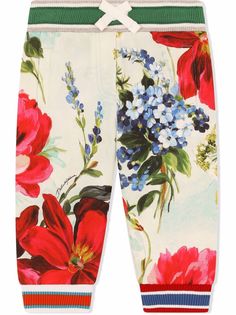 Dolce & Gabbana Kids спортивные брюки с цветочным принтом