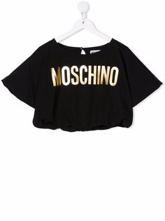 Moschino Kids укороченная футболка с логотипом