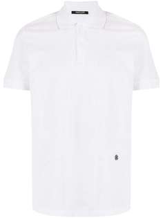 Roberto Cavalli Белая рубашка-поло с вышитым принтом RC