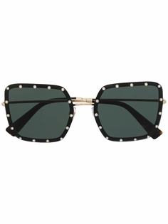 Valentino Eyewear солнцезащитные очки со стразами в массивной оправе
