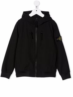 Stone Island Junior худи на молнии с нашивкой-логотипом