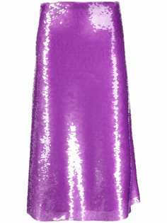 Victoria Beckham расклешенная юбка миди с пайетками
