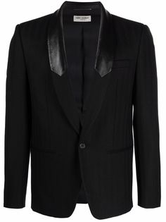 Saint Laurent пиджак с кожаными лацканами