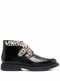 Saint Laurent ботинки Teddy с леопардовой вставкой