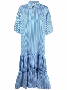 Sunnei ярусное платье-рубашка в полоску