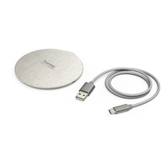 Беспроводное зарядное устройство HAMA FC10 Metal, USB type-C, 2A, белый/кремовый [00183380]