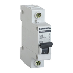 Выключатель автоматический IEK Generica (MVA25-1-016-C) 16A тип C 4.5kA 1П 230В 1мод серый (упак.:1ш