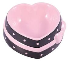 Миска КерамикАрт &quot;Сердечко&quot; для собак и кошек, 250мл, розово-коричневая
