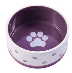 Миска КерамикАрт для собак, нескользящая, 360мл, бело-фиолетовая