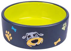 Миска КерамикАрт для собак, 400мл, салатово-черная