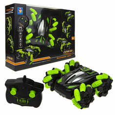 Радиоуправляемая игрушка 1TOY Драйв Перевёртыш трюковая со светом, роликовые колеса (черно-зеленый)